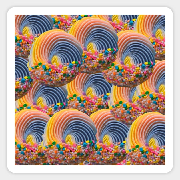 Rainbow Sprinkle Dessert Cupcake Pattern Sticker by Art by Deborah Camp